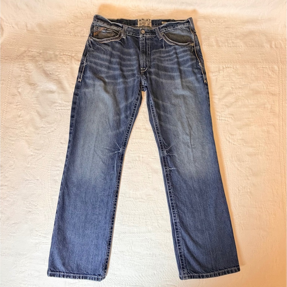 ARIAT Jeans Men's 34x34 M4 Coltrane Durango Relaxed Boot Cut Denim Embroidered